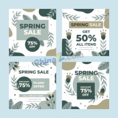 清新春季花卉促销传单矢量模板