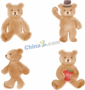 水彩风可爱小熊插图矢量素材