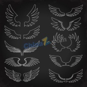 翅膀轮廓草图设计合集矢量素材