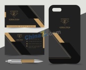 黑金沉稳商务名片设计矢量模板