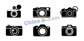 简约黑白相机图标合集矢量模板