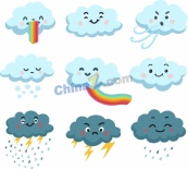 可爱卡通天气云插图矢量素材