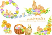 水彩复活节插图合集矢量素材