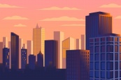 繁华都市城市建筑背景矢量素材