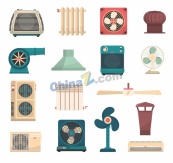 复古风格老式电风扇插画矢量