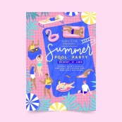 夏日派对活动海报制作矢量模板