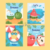 可爱卡通夏季卡片设计矢量模板