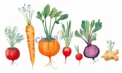 水彩风格根茎蔬菜合集矢量素材
