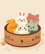 可爱中式点心扁平矢量插画