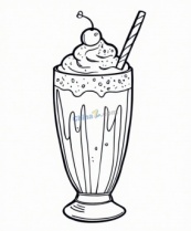 线描冰淇淋奶昔矢量插图