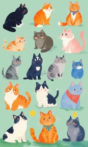 可爱猫咪宠物动物合集矢量素材