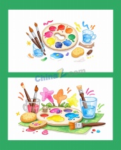 美术颜料绘画工具合集矢量素材