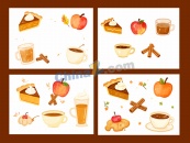 苹果肉桂下午茶插图矢量素材