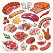 丰富肉类食材插图集矢量素材