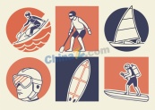 复古户外水上运动徽章矢量素材