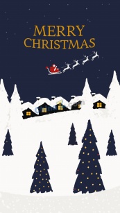 唯美冬日雪景圣诞贺卡矢量模板