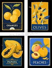 复古风格水果海报合集矢量模板