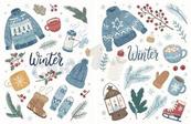 冬季手绘毛衣热饮合集矢量素材