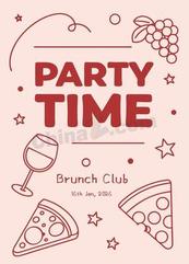 粉色极简线条派对海报矢量模板