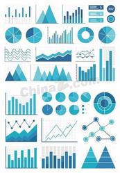 蓝色商务数据图表合集矢量素材