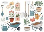 手绘园艺花园工具合集矢量素材