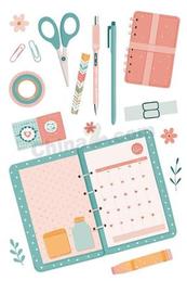 手账文具办公用品合集矢量素材