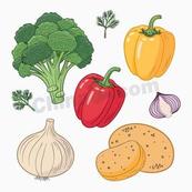 新鲜手绘蔬菜食材合集矢量素材