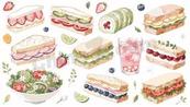 水彩春日三明治合集矢量素材