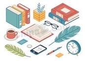 清新书房文具插画矢量素材