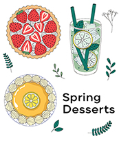 春日手绘甜品插画矢量素材