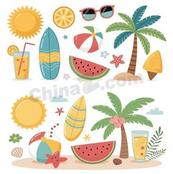 夏日海岛度假元素合集矢量素材
