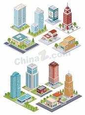现代城市建筑街景合集矢量素材