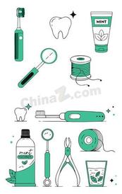 简约口腔护理用具合集矢量素材