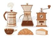 精致手冲咖啡器具合集矢量素材