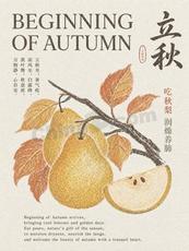 传统立秋节气秋季矢量海报模板