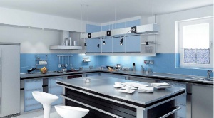 浅蓝色厨房3D模型