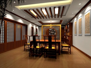 中式餐厅包间3D模型