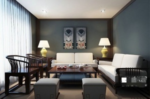 现代中式家装客厅模型