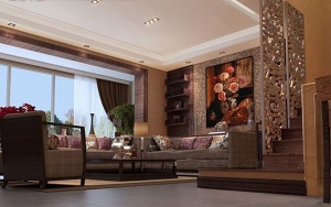 美式客厅3D模型效果图