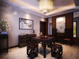 中式茶室3D模型设计