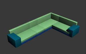 绿色靠背长沙发3D模型