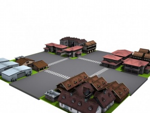 3D别墅区建筑效果图