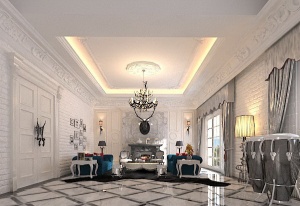 白色欧式客厅装修效果图