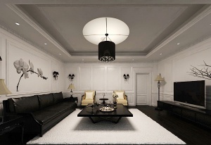 白色简约客厅室内模型