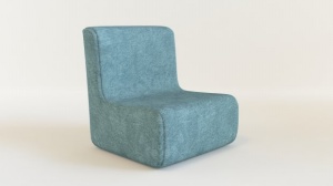蓝色皮质单人沙发3D模型