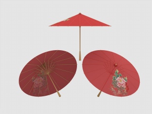 红色油纸伞3D模型