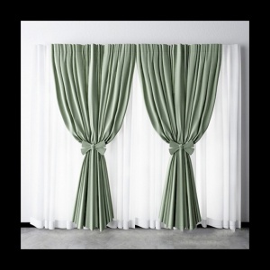绿色清新窗帘模型设计