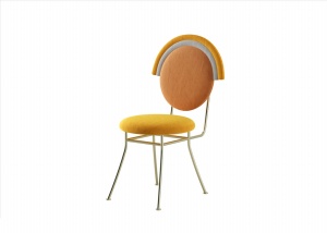 明黄色时尚餐椅模型