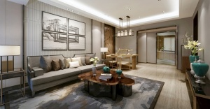 新中式客厅家装模型设计