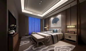 现代卧室3D模型效果图